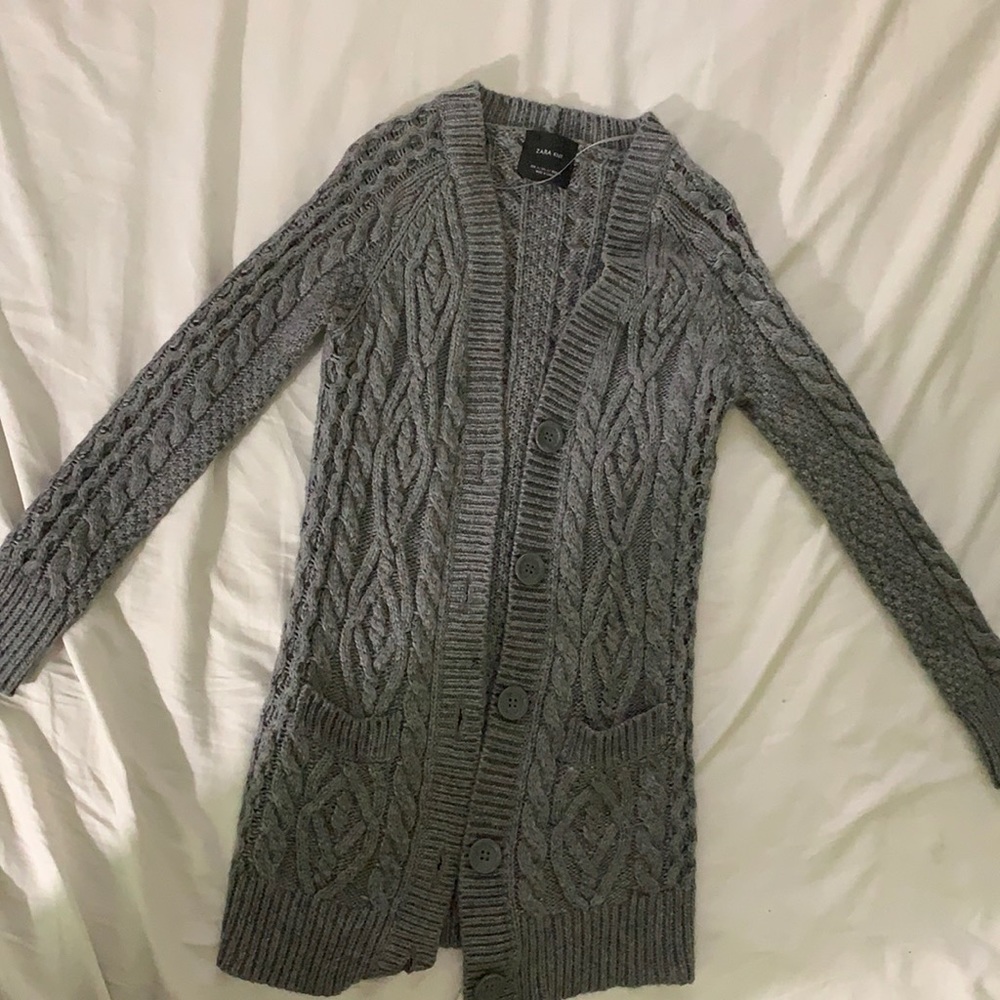 Zara knit long grey cardigan